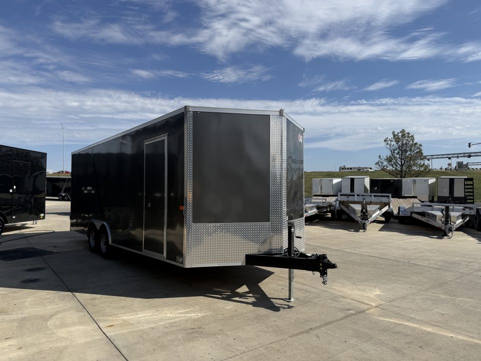 Used Like NEW 2024 AERO 8.5x22 +2’V, ESCAPE Door, 7’ TALL, WHITE Interior,  QUALITY Enclosed ESCAPE DOOR Car Hauler Cargo Trailer