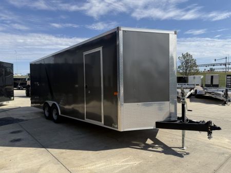 Used Like NEW 2024 AERO 8.5x22 +2’V, ESCAPE Door, 7’ TALL, WHITE Interior,  QUALITY Enclosed ESCAPE DOOR Car Hauler Cargo Trailer