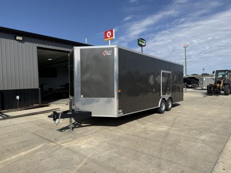 Used Like NEW 2024 AERO 8.5x22 +2’V, ESCAPE Door, 7’ TALL, WHITE Interior,  QUALITY Enclosed ESCAPE DOOR Car Hauler Cargo Trailer