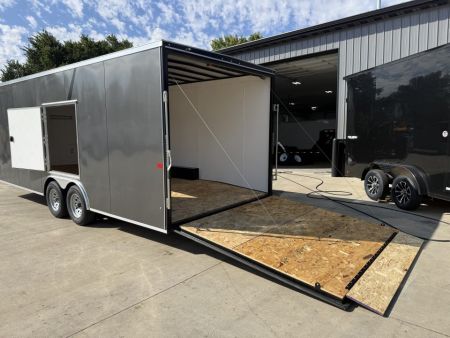 Used Like NEW 2024 AERO 8.5x22 +2’V, ESCAPE Door, 7’ TALL, WHITE Interior,  QUALITY Enclosed ESCAPE DOOR Car Hauler Cargo Trailer