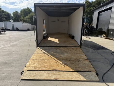 Used Like NEW 2024 AERO 8.5x22 +2’V, ESCAPE Door, 7’ TALL, WHITE Interior,  QUALITY Enclosed ESCAPE DOOR Car Hauler Cargo Trailer