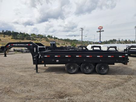 New 2027 Iron Bull 96"x16' 21k Deckover Gooseneck Dump Trailer