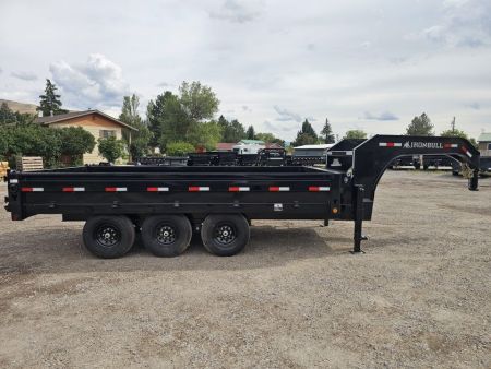 New 2027 Iron Bull 96"x16' 21k Deckover Gooseneck Dump Trailer