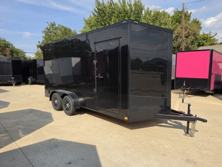New 2027 New 7x16 TA Screwless Enclosed Trailer | Blackout | Epoxy Floors | Spoiler Package | 7' Interior | .08 Polycor | Dexter Axles | 1248