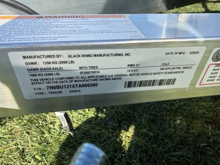 New 2026 Black Rhino EXS612 Utility Trailer