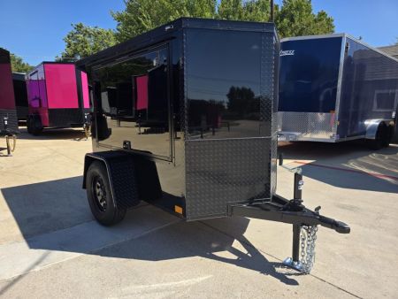 New 2027 New 4x6 SA Screwless Enclosed Drag N Drive Trailer | Blackout | Spoiler Package | Barn Doors | 4'6  Interior | .08 Polycor | Dexter Axle | 1252