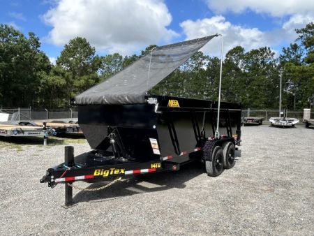 New 2027 Big Tex 14TDX 7x16 Dump Trailer, HYDRO JACK SOLAR CHARGER, 4’Sides, Swing Tarp 7 GAUGE FLOOR
