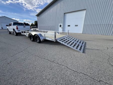 New 2027 Black Rhino Aluminum 7K GVWR, 81 x16', EXT716 Tandem w/ Split Gate & Dual Wheel Swivel Jack, Wood Deck Utility Trailer