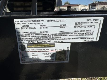 New 2027 7X14 U-Dump Trailer