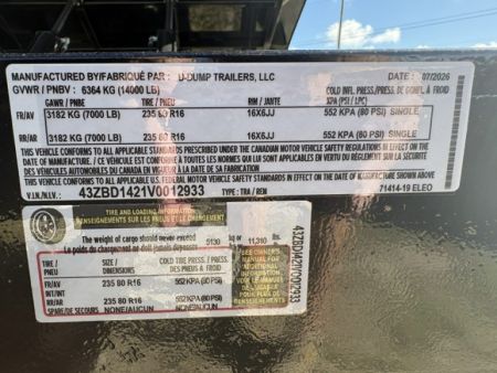 New 2027 7X14 U-Dump Trailer