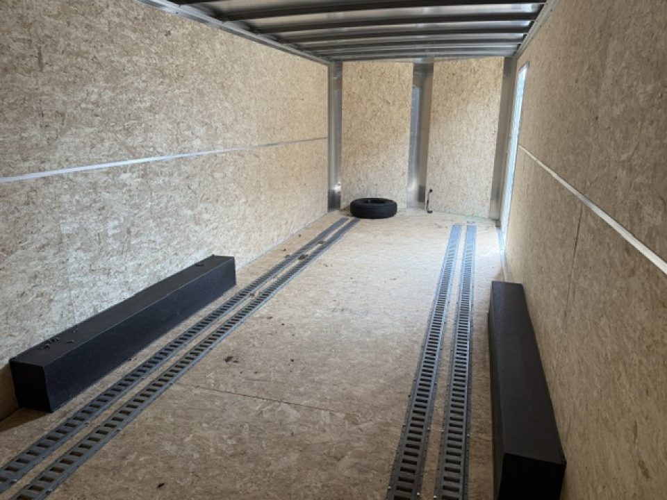 Used USED 2025 H&H Charcoal 8.5'x24' 10k Flat Top V-Nose Enclosed Car Hauler Cargo Trailer