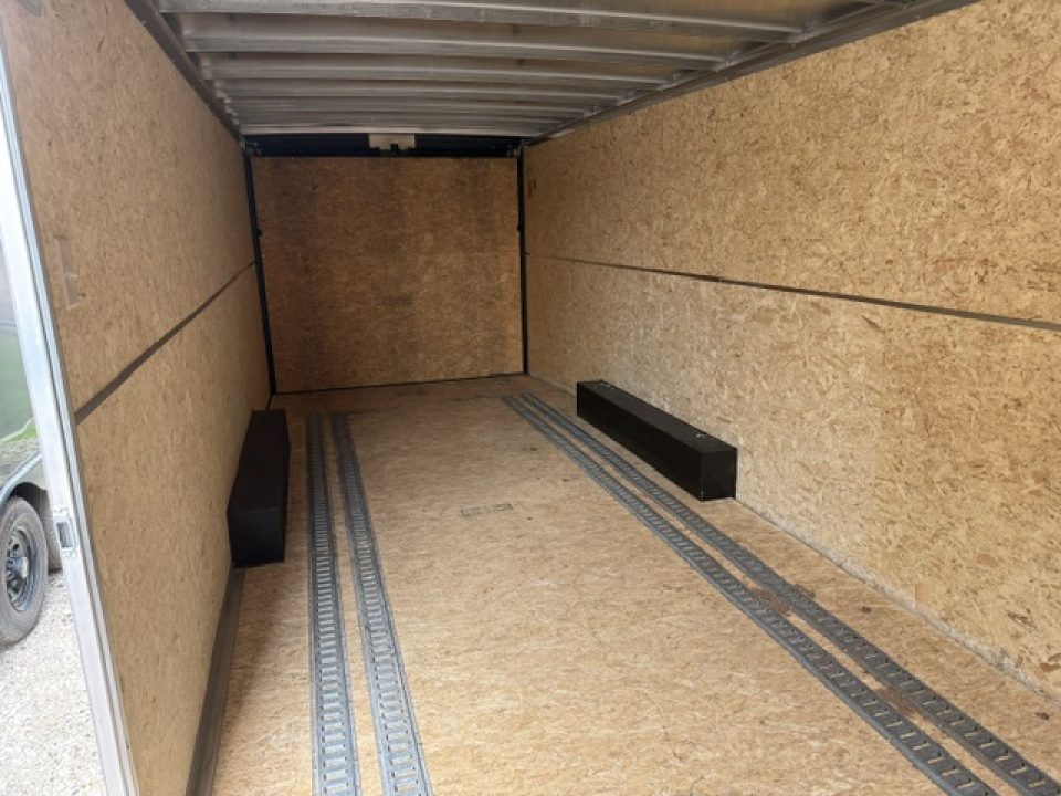 Used USED 2025 H&H Charcoal 8.5'x24' 10k Flat Top V-Nose Enclosed Car Hauler Cargo Trailer
