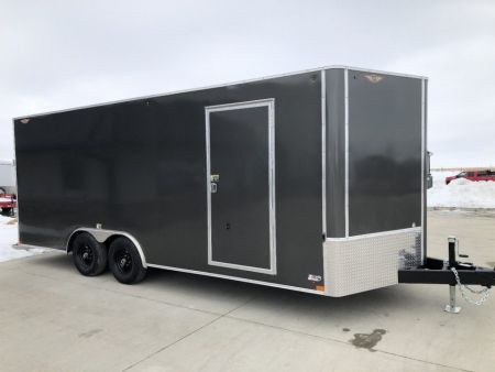 Used USED 2025 H&H Charcoal 8.5'x24' 10k Flat Top V-Nose Enclosed Car Hauler Cargo Trailer