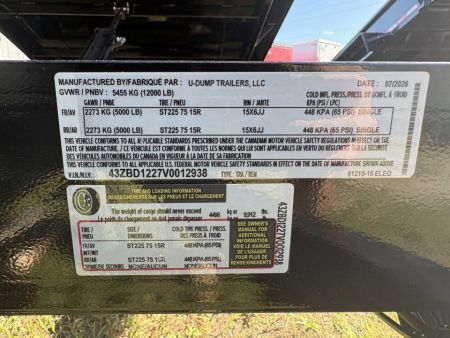 New 2027 6X12 U-Dump Trailer
