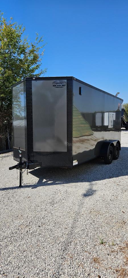 New 2026 Family Trailer 7x16 Tandem Axles Cargo / Enclosed Trailer- Screwless Exterior- Blackout- Pkg- Rear Spoiler