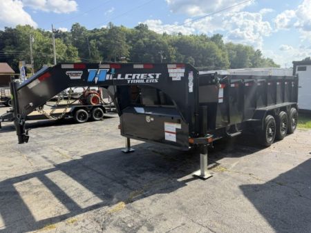 New HillCrest Dump 7x16 GN 40  21,000 GVWR W/ Hyd Jacks & HD Tube Ramps w/ Alum wheel upgrade