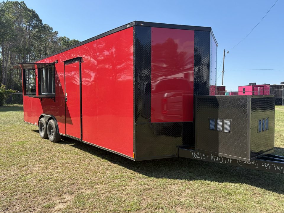 New 2026 Quality Cargo 8.5x24TA Red Porch Trailer Concession