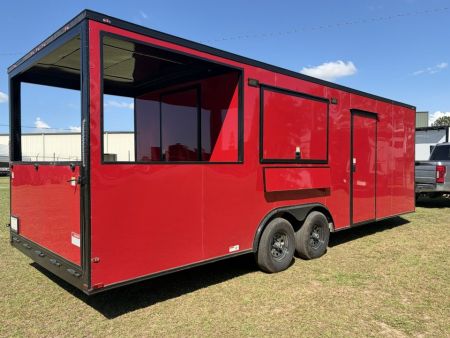 New 2026 Quality Cargo 8.5x24TA Red Porch Trailer Concession