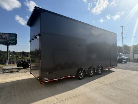 New In-Tech Lite 8.5x28 Stacker Race Trailer-18K - Charcoal W/ Black Trim , Winch, Ramp Ext, Airline Track, Black Int PKG, and Base Cabinet Dlt