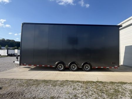 New In-Tech Lite 8.5x28 Stacker Race Trailer-18K - Charcoal W/ Black Trim , Winch, Ramp Ext, Airline Track, Black Int PKG, and Base Cabinet Dlt
