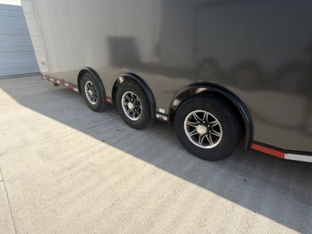 New In-Tech Lite 8.5x28 Stacker Race Trailer-18K - Charcoal W/ Black Trim , Winch, Ramp Ext, Airline Track, Black Int PKG, and Base Cabinet Dlt