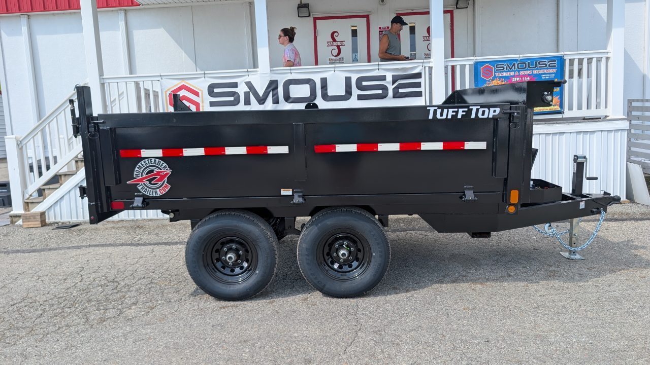 New 2027 Homesteader 6x10 Deckover Dump Trailer w/ Dropside on Curbside & Barn Doors