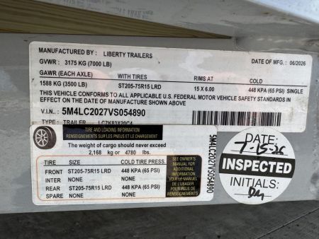 New 2027 Liberty LC7k-20 Equipment Trailer