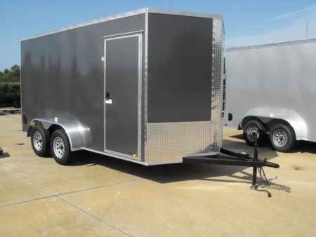 New Enclosed Trailer 7 x 14 RAMP 7000 GVWR 7' Interior Charcoal