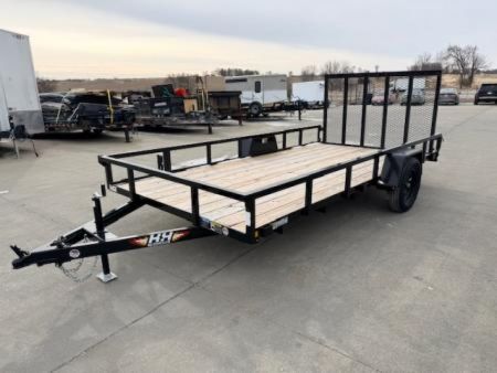 New 2027 H&H Black 82 x14' 3k Rail Side Utility Trailer