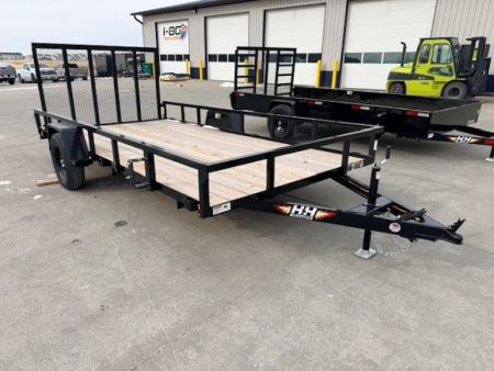 New 2027 H&H Black 82 x14' 3k Rail Side Utility Trailer