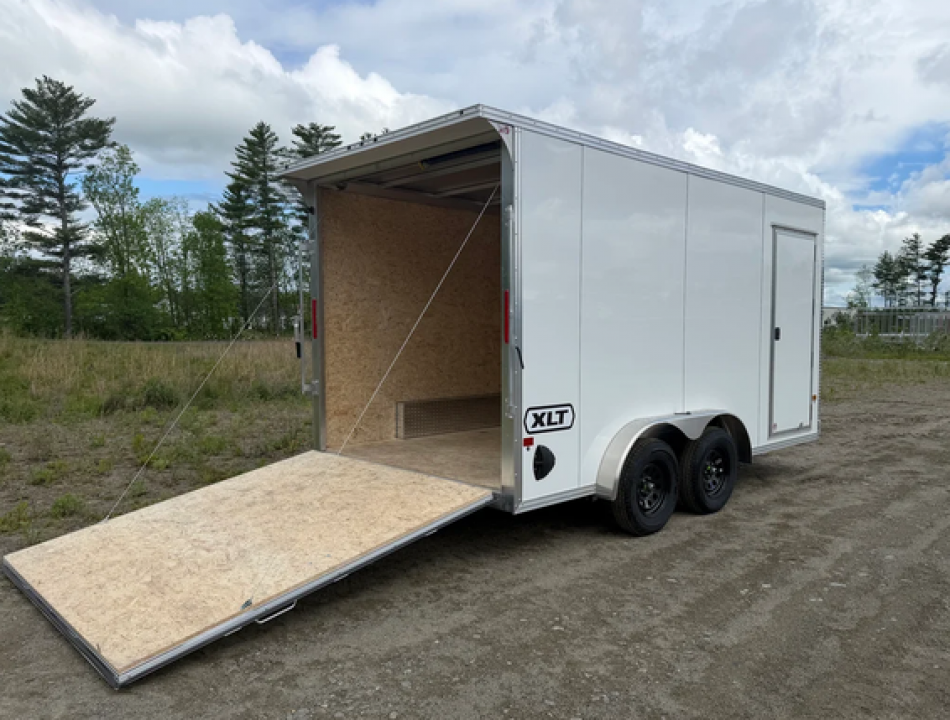 New 2026 7.5x16 White Aluminum Enclosed Trailer | 7K GVWR | Rear Canopy & Ramp Cargo / Enclosed Traile