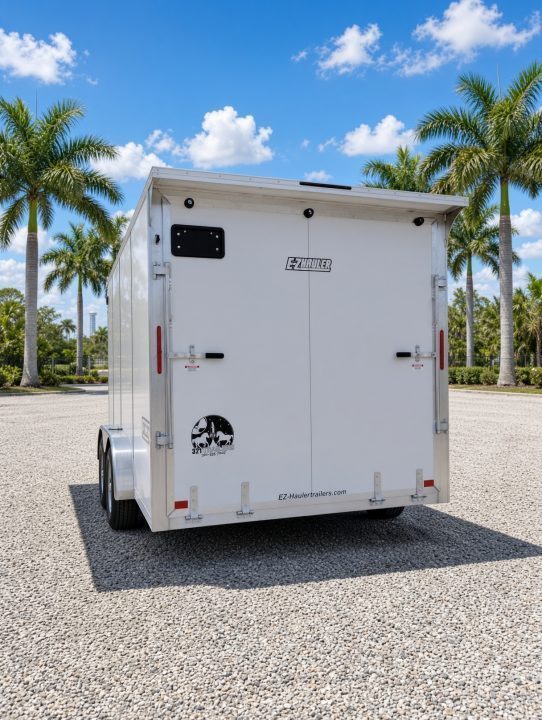 New 2026 7.5x16 White Aluminum Enclosed Trailer | 7K GVWR | Rear Canopy & Ramp Cargo / Enclosed Traile