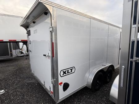 New 2026 7.5x16 White Aluminum Enclosed Trailer | 7K GVWR | Rear Canopy & Ramp Cargo / Enclosed Traile