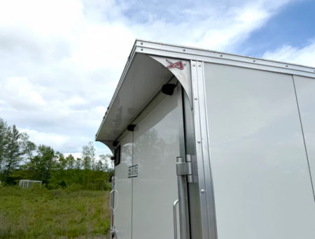 New 2026 7.5x16 White Aluminum Enclosed Trailer | 7K GVWR | Rear Canopy & Ramp Cargo / Enclosed Traile