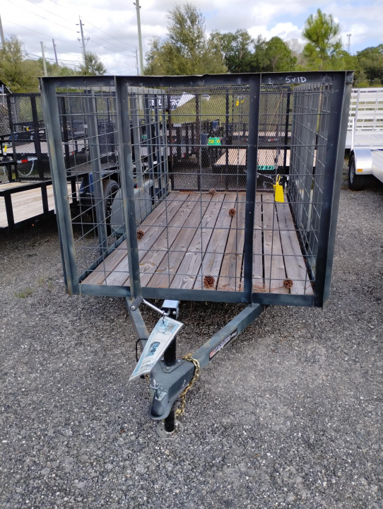 Used 2025 5x10 Single Axle Trailer with 4' Sides and Rear Ramp Utility Trailer