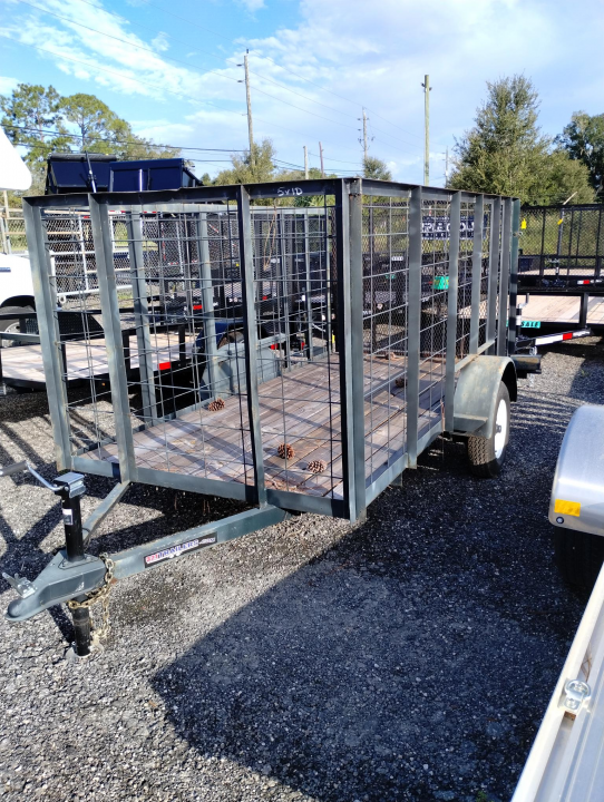 Used 2025 5x10 Single Axle Trailer with 4' Sides and Rear Ramp Utility Trailer