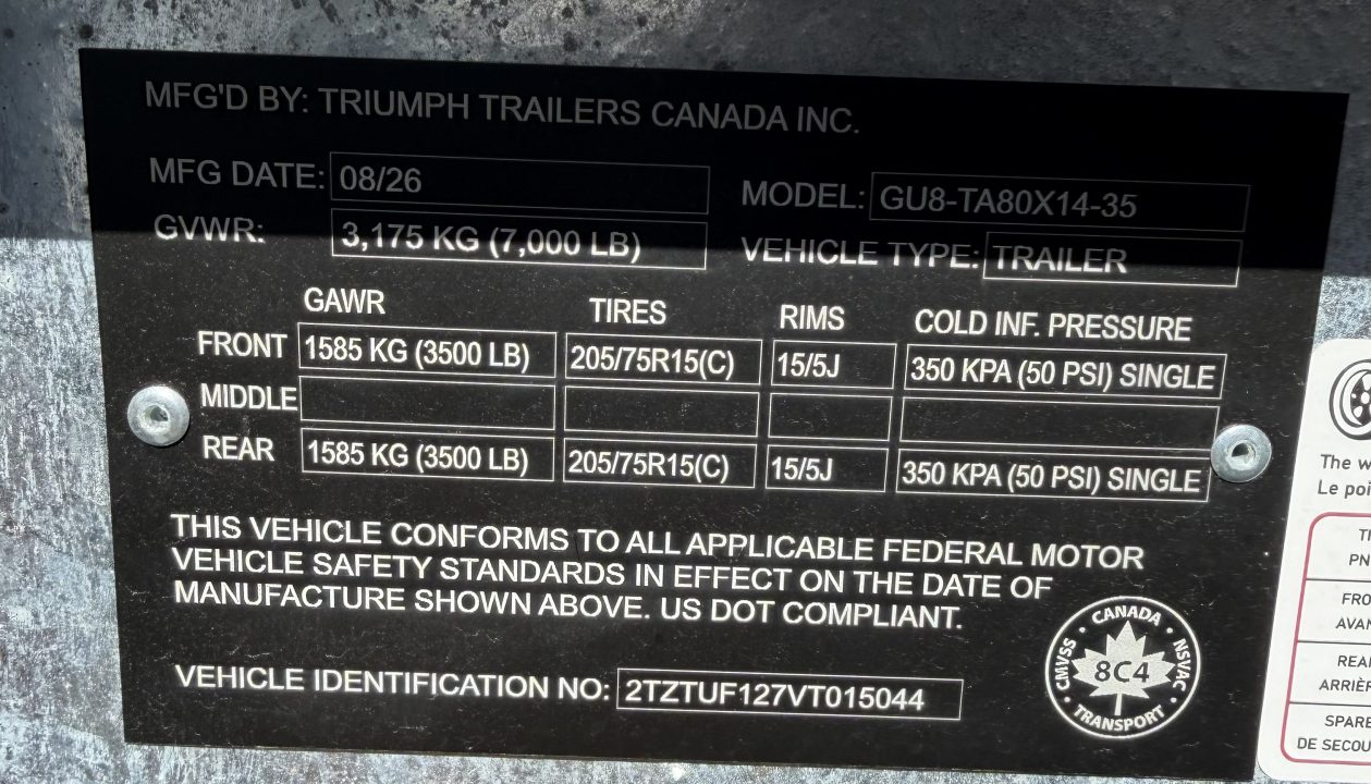New 2027 Triumph Trailers GU8-TA80X14-35 Utility Trailer