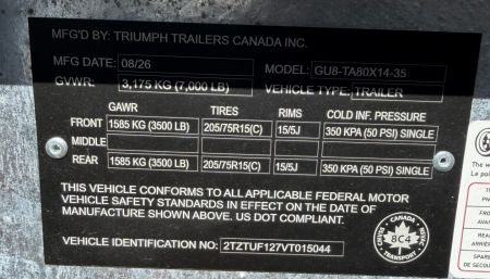 New 2027 Triumph Trailers GU8-TA80X14-35 Utility Trailer