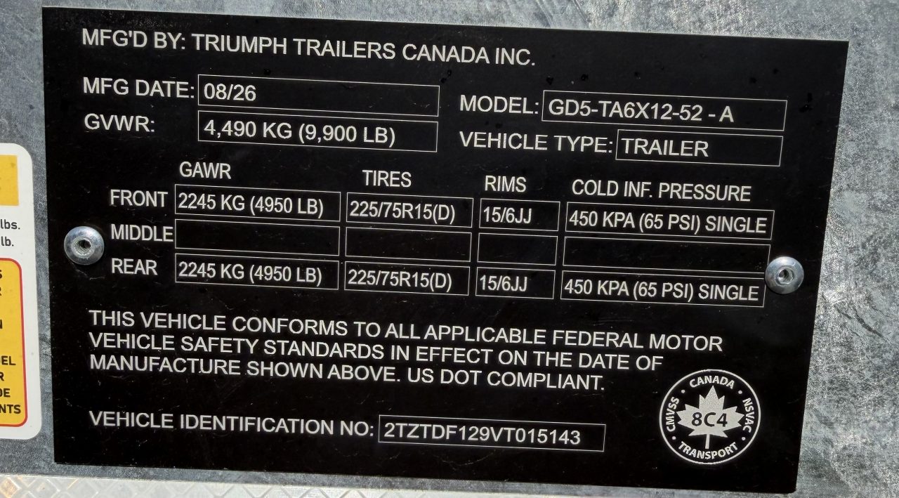 New 2027 Triumph Trailers GD5-TA6X12-52-A Dump Trailer