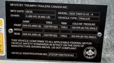 New 2027 Triumph Trailers GD5-TA6X12-52-A Dump Trailer