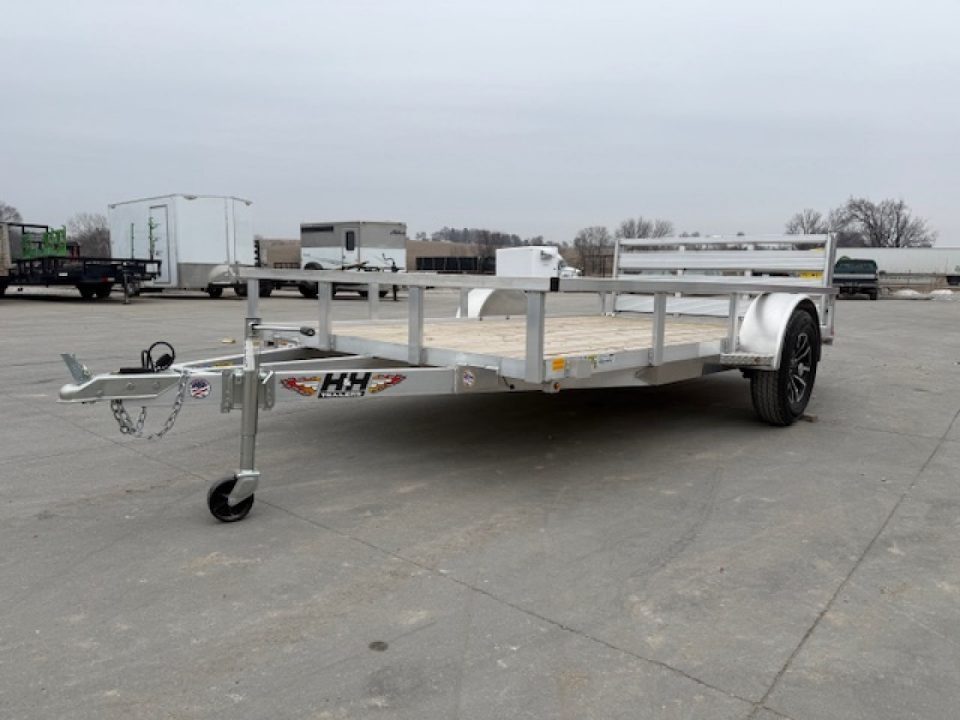 New 2026 H&H Aluminum 76"x12' 3k Rail Side Utility Trailer