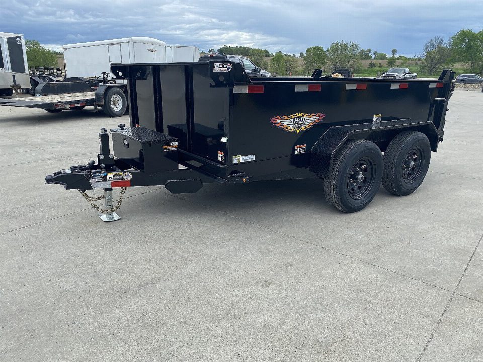 New 2027 H&H Black 76"x12' 10k Single Ram Utility Dump Trailer
