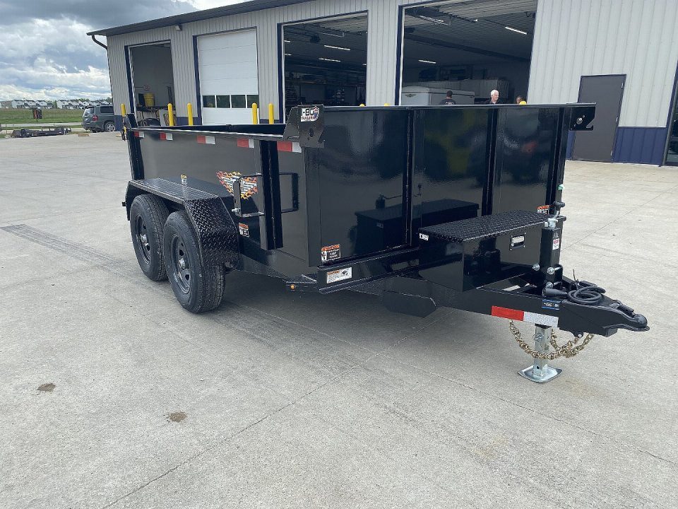 New 2027 H&H Black 76"x12' 10k Single Ram Utility Dump Trailer