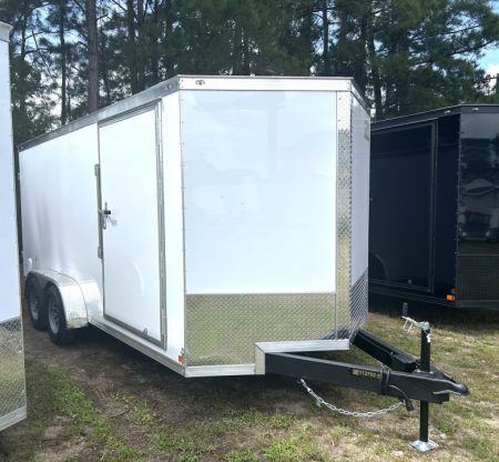 New 2027 2027 Covered Wagon 7x16 Cargo / Enclosed Trailer, 78  Int Ht, .080 Polycore, 4-D-Rings , Rear Double Doors !!!