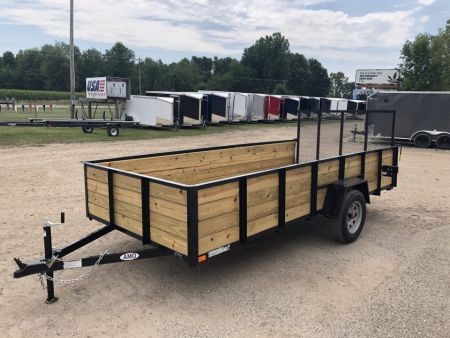 New 2027 AMO 6.4X14 Woodside w/ LED Lights and Spring Assist Landscape Trailer