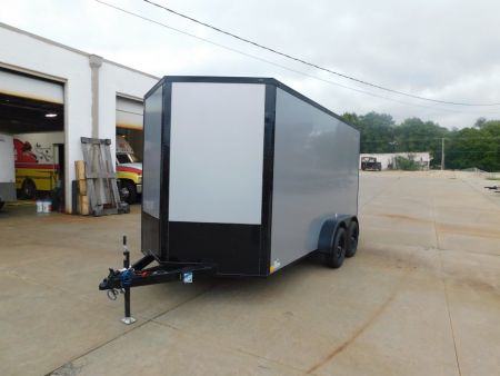 New 2027 Sawyer Trailers 7x14 7000 GVWR Ramp 7' Interior Silver 080 Polycore Cargo / Enclosed Trailer