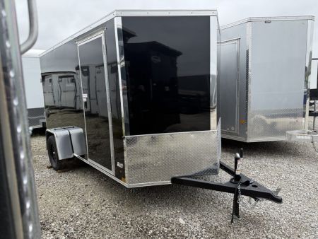 New 2027 Cross Black 6'x12 3k Beta Flat Top V-Nose Enclosed Cargo Trailer
