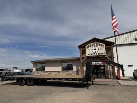 New 2026 Liberty LF25k 102 x30' + 5' MR Flatbed Trailer with Monster Ramp