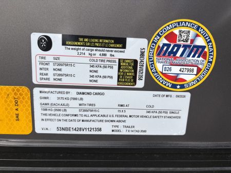 New 2027 Diamond Cargo 7X14 Cargo / Enclosed Trailer
