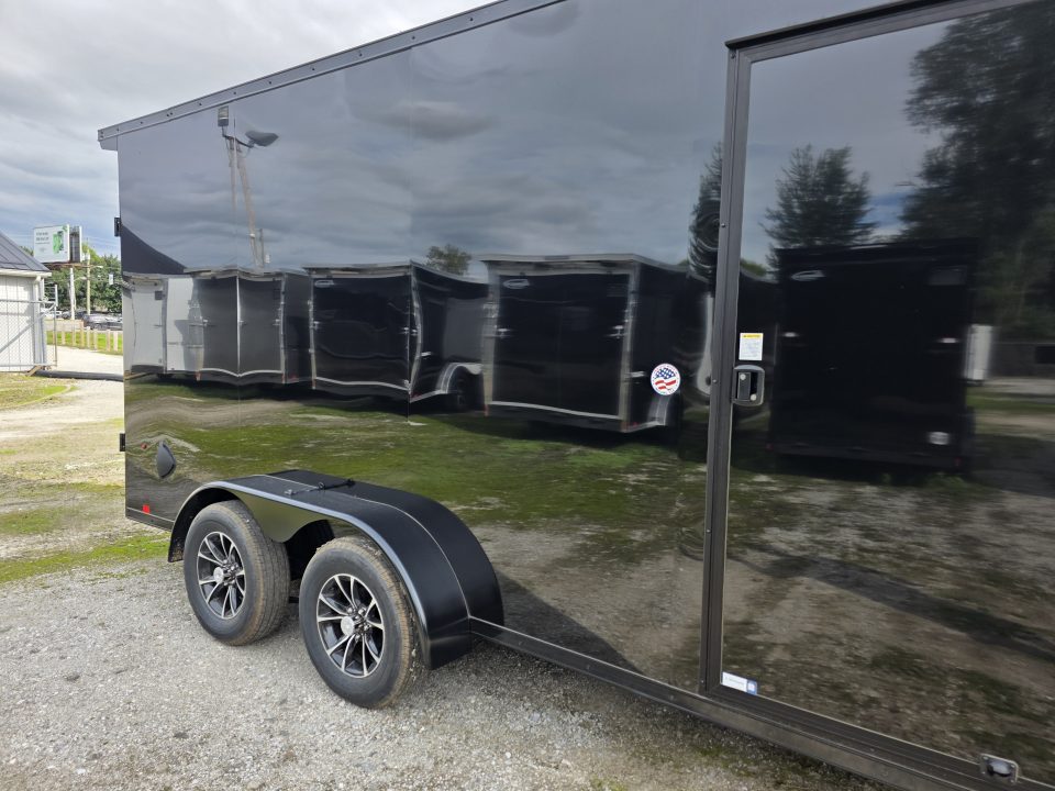 New 2027 Look Trailers 7X16 7' INSIDE RAMP DOOR 80" REAR OPENING 7 X 16 BLACKOUT SCREWLESS Cargo / Enclosed Trailer